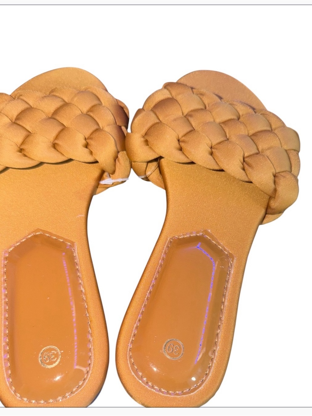 Woven Slide Sandals for Women — Mustard Yellow